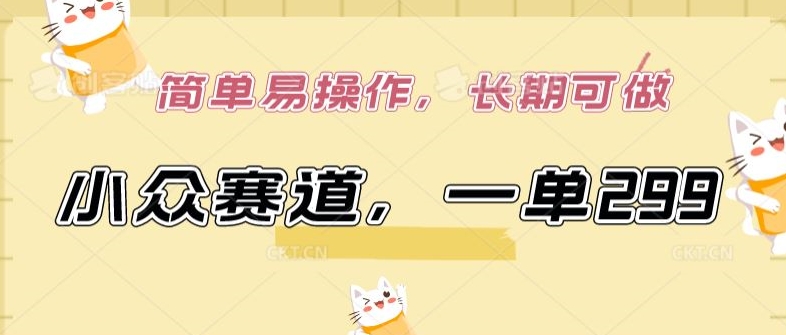 小众赛道，一单299.简单易操作，长期可做【揭秘】-遨游资源库