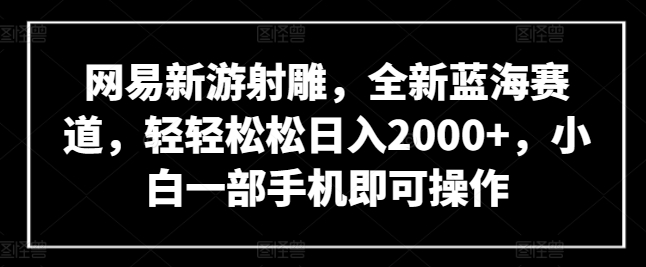 网易新游射雕，全新蓝海赛道，轻轻松松日入2000+，小白一部手机即可操作【揭秘】-遨游资源库