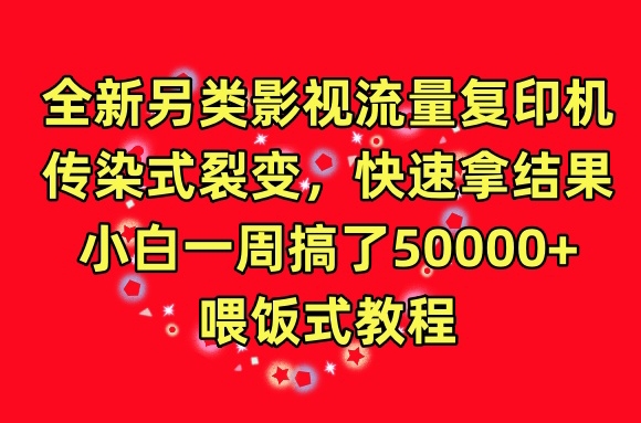 全新另类影视流量复印机，传染式裂变，快速拿结果，小白一周搞了50000+，喂饭式教程【揭秘】-遨游资源库