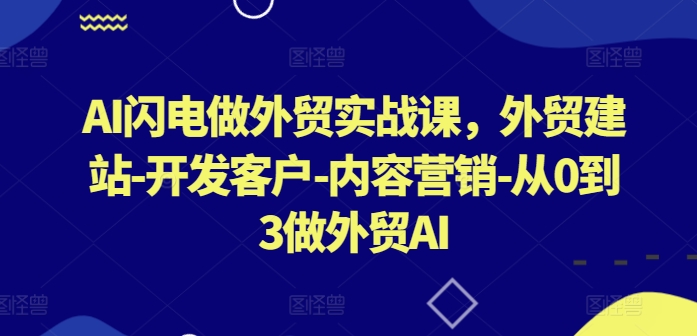 AI闪电做外贸实战课，​外贸建站-开发客户-内容营销-从0到3做外贸AI-遨游资源库