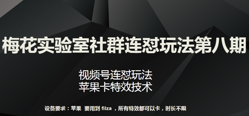 梅花实验室社群连怼玩法第八期，视频号连怼玩法 苹果卡特效技术【揭秘】-遨游资源库