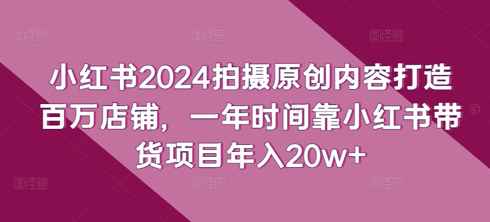 小红书2024拍摄原创内容打造百万店铺，一年时间靠小红书带货项目年入20w+-遨游资源库