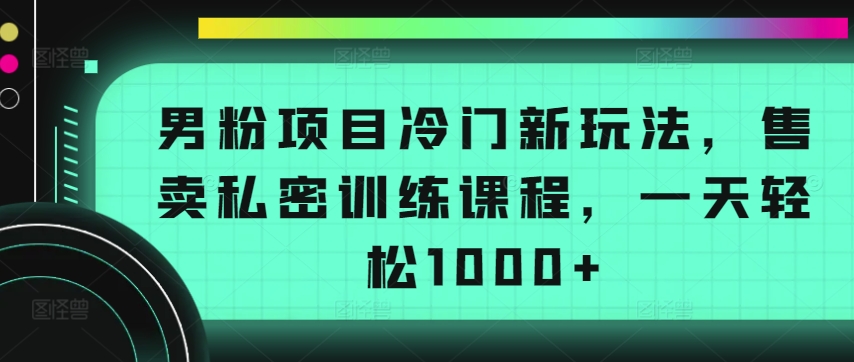 男粉项目冷门新玩法，售卖私密训练课程，一天轻松1000+【揭秘】-遨游资源库
