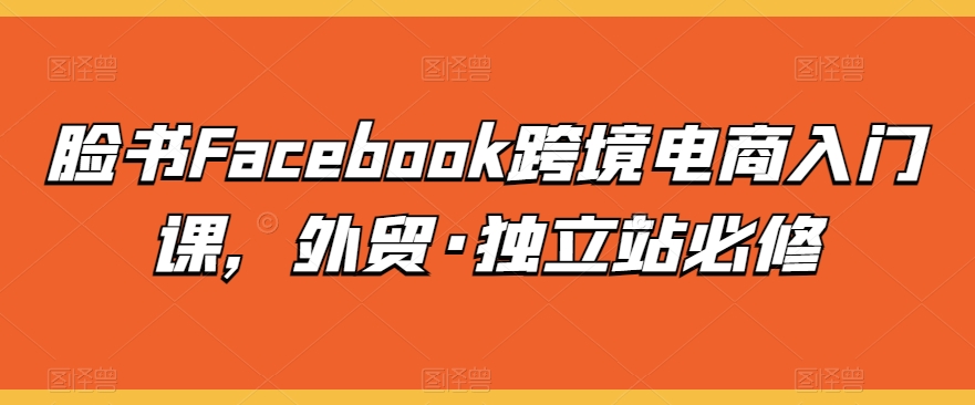 脸书Facebook跨境电商入门课，外贸·独立站必修-遨游资源库