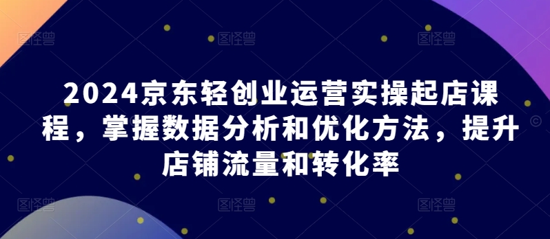 2024京东轻创业运营实操起店课程，掌握数据分析和优化方法，提升店铺流量和转化率-遨游资源库