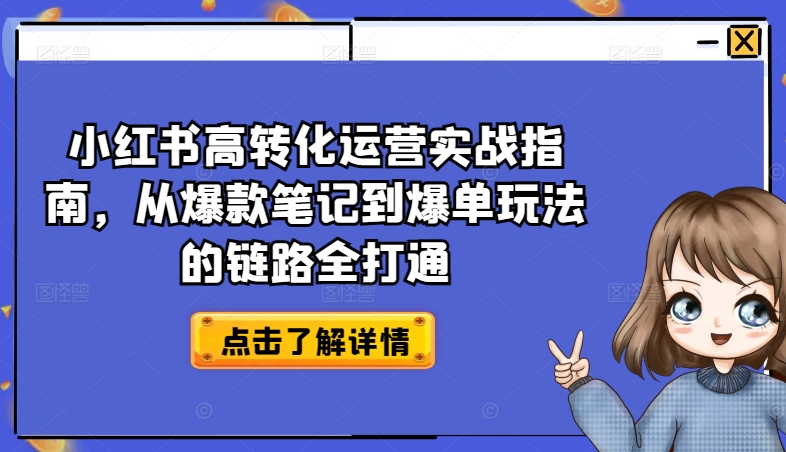 小红书高转化运营实战指南，从爆款笔记到爆单玩法的链路全打通-遨游资源库