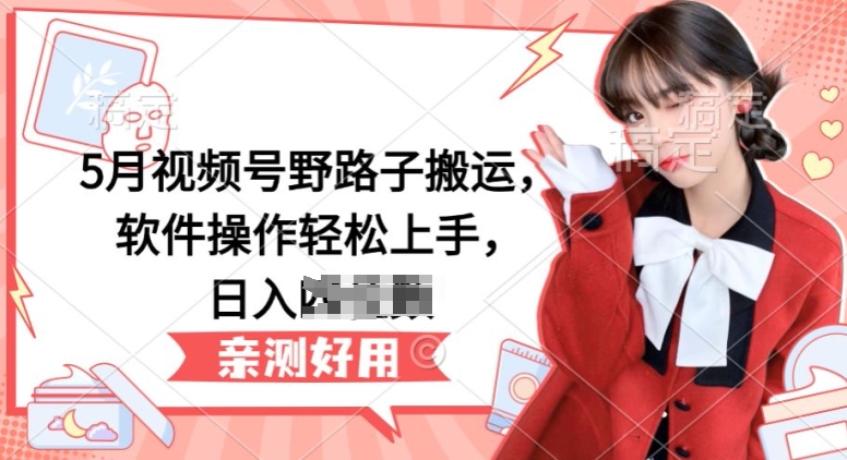 5月视频号野路子搬运，软件操作轻松上手，日入三位数【揭秘】-遨游资源库