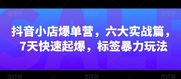 抖音小店爆单营，六大实战篇，7天快速起爆，标签暴力玩法-遨游资源库