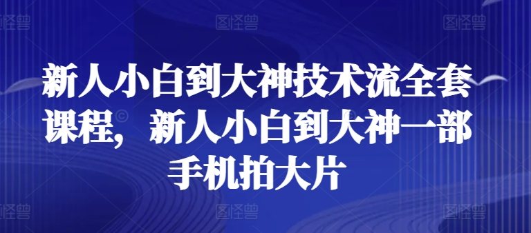 新人小白到大神技术流全套课程，新人小白到大神一部手机拍大片-遨游资源库