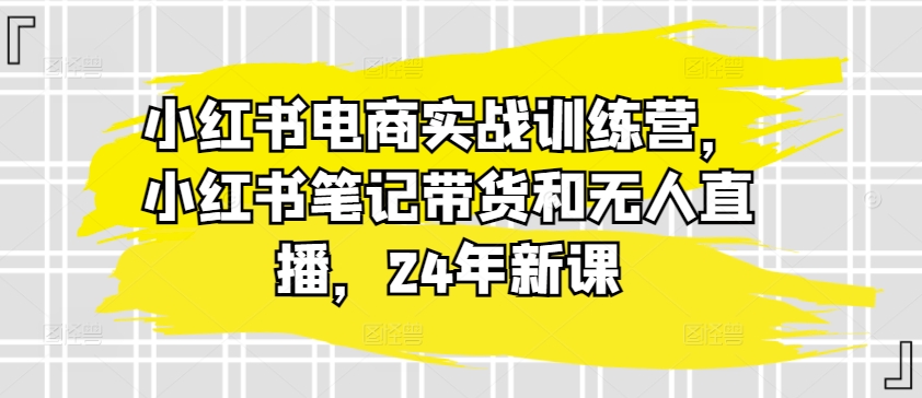 小红书电商实战训练营，小红书笔记带货和无人直播，24年新课-遨游资源库
