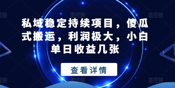 私域稳定持续项目，傻瓜式搬运，利润极大，小白单日收益几张【揭秘】-遨游资源库