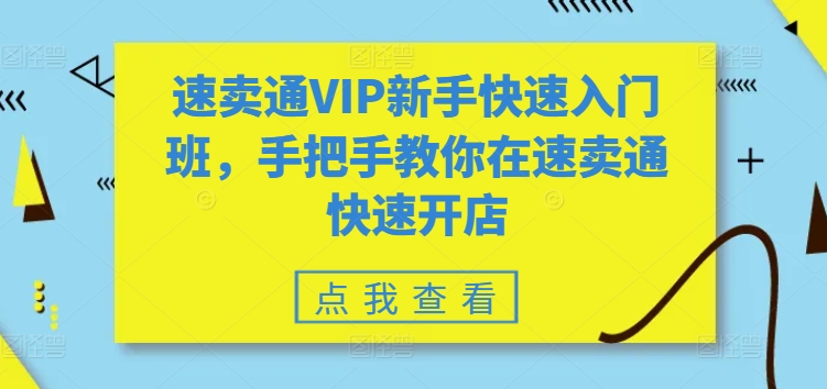 速卖通VIP新手快速入门班，手把手教你在速卖通快速开店-遨游资源库