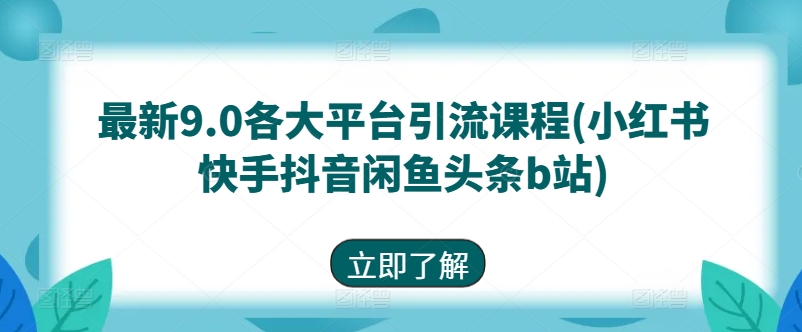 最新9.0各大平台引流课程(小红书快手抖音闲鱼头条b站)-遨游资源库