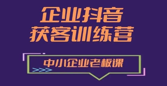 企业抖音营销获客增长训练营，中小企业老板必修课-遨游资源库