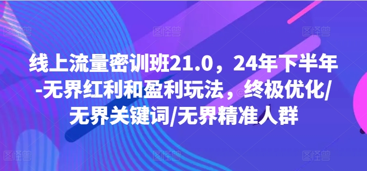 线上流量密训班21.0，24年下半年-无界红利和盈利玩法，终极优化/无界关键词/无界精准人群-遨游资源库
