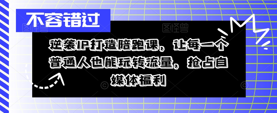 逆袭IP打造陪跑课，让每一个普通人也能玩转流量，抢占自媒体福利-遨游资源库