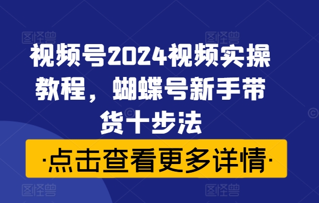 视频号2024视频实操教程，蝴蝶号新手带货十步法-遨游资源库