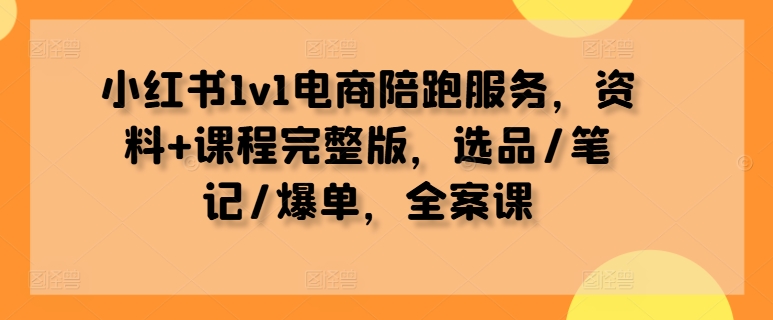 小红书1v1电商陪跑服务，资料+课程完整版，选品/笔记/爆单，全案课-遨游资源库
