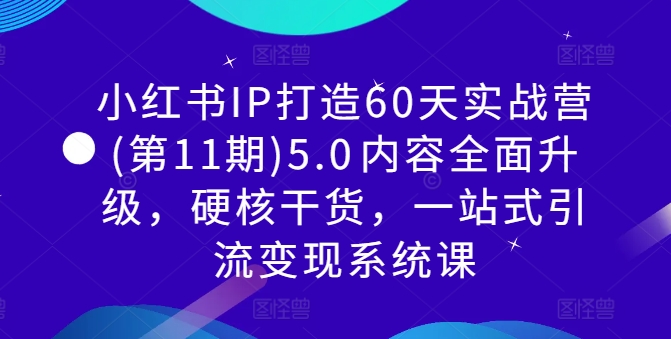 小红书IP打造60天实战营(第11期)5.0内容全面升级,硬核干货,一站式引流变现系统课-遨游资源库
