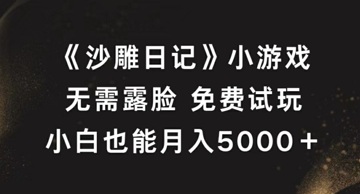 《沙雕日记》小游戏，无需露脸免费试玩，小白也能月入5000+【揭秘】-遨游资源库