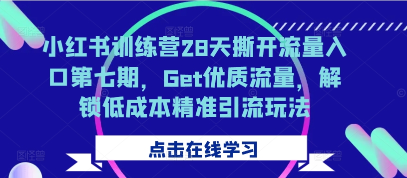 小红书训练营28天撕开流量入口第七期，Get优质流量，解锁低成本精准引流玩法-遨游资源库