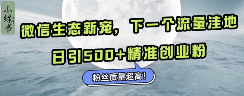 微信生态新宠小绿书：下一个流量洼地，日引500+精准创业粉，粉丝质量超高-遨游资源库