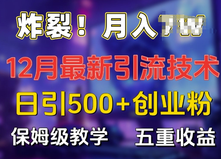 炸裂!揭秘12月最新日引流500+精准创业粉，多重收益保姆级教学-遨游资源库