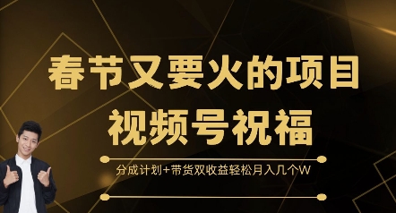 春节又要火的项目视频号祝福，分成计划+带货双收益，轻松月入几个W【揭秘】-遨游资源库