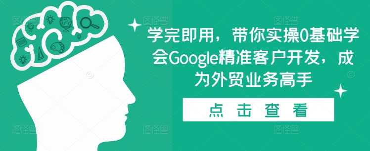 学完即用，带你实操0基础学会Google精准客户开发，成为外贸业务高手-遨游资源库