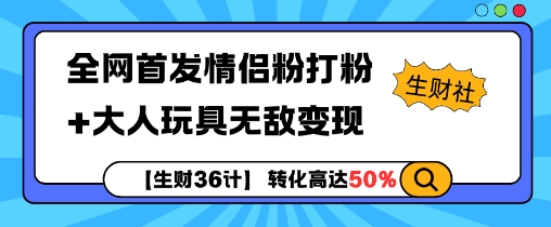 【生财36计】全网首发情侣粉打粉+大人玩具无敌变现-遨游资源库