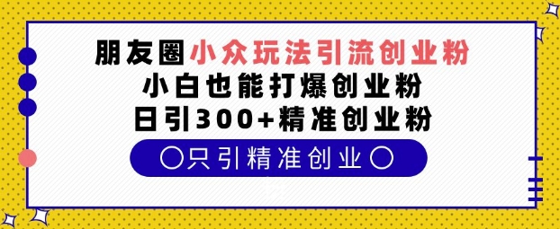 朋友圈小众玩法引流创业粉，小白也能打爆创业粉，日引300+精准创业粉【揭秘】-遨游资源库