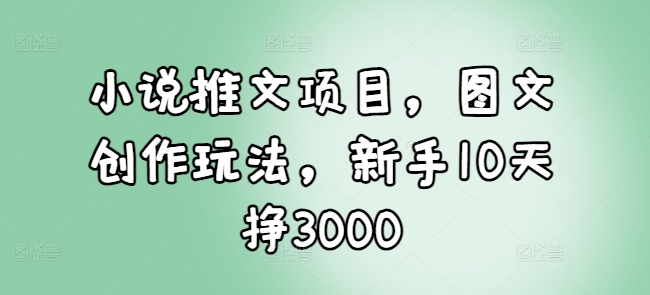 小说推文项目，图文创作玩法，新手10天挣3000-遨游资源库