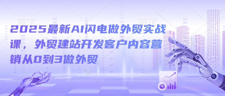 2025最新AI闪电做外贸实战课，外贸建站开发客户内容营销从0到3做外贸-遨游资源库