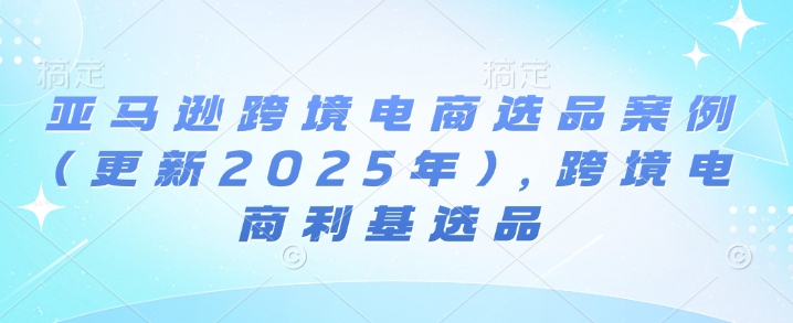 亚马逊跨境电商选品案例(更新2025年2月)，跨境电商利基选品-遨游资源库