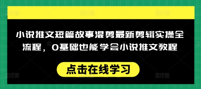 小说推文短篇故事混剪最新剪辑实操全流程，0基础也能学会小说推文教程，肯干多发日入多张-遨游资源库