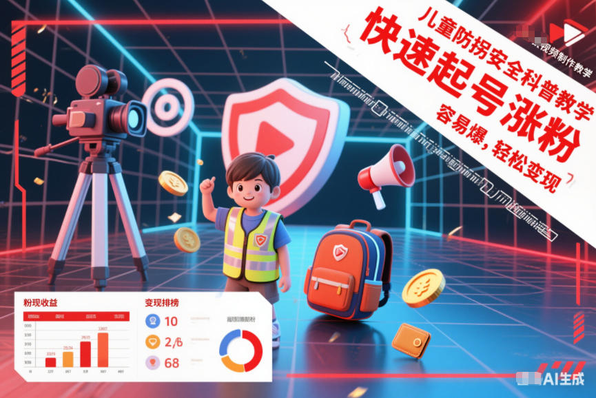 儿童防拐安全科普知识视频制作教学，快速起号涨粉，容易爆，轻松变现-遨游资源库