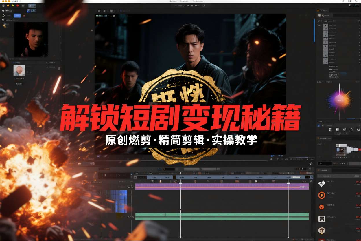 短剧拉新之原创燃剪精简剪辑实操课，解锁短剧变现秘籍-遨游资源库