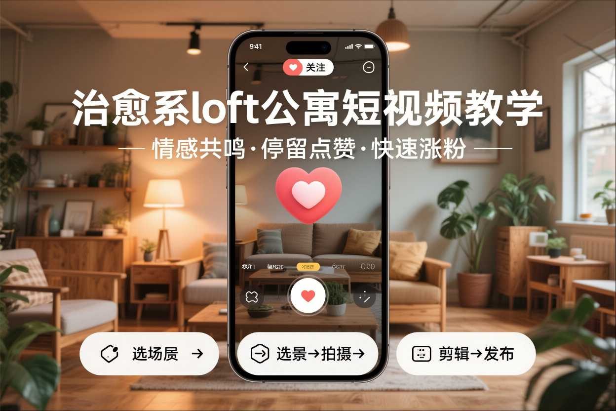 治愈系loft公寓短视频制作教学，情感共鸣引停留点赞关注，快速起号涨粉-遨游资源库