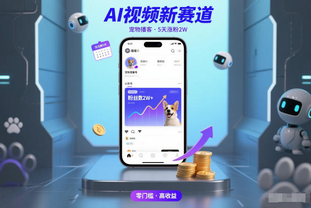 AI视频新赛道，宠物播客仅注册5天涨粉2W，收益非常可观-遨游资源库