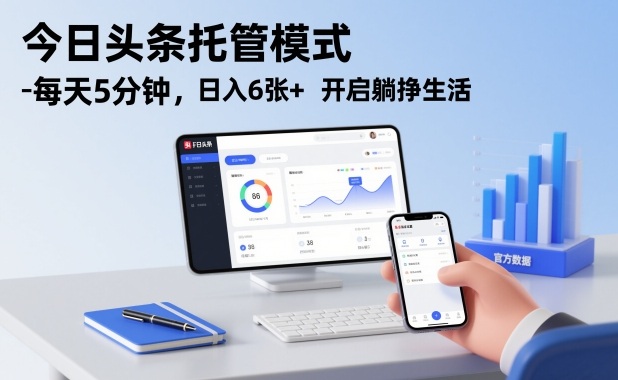 今日头条托管模式，每天5分钟，日入6张+，开启躺挣生活【揭秘】-遨游资源库