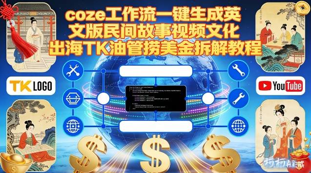 Coze扣子工作流一键生成英文版民间故事视频，文化出海TK油管捞美金拆解教程-遨游资源库