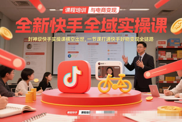 全新快手全域实操课，封神级快手实操课横空出世，一节课打通快手好物变现全链路-遨游资源库