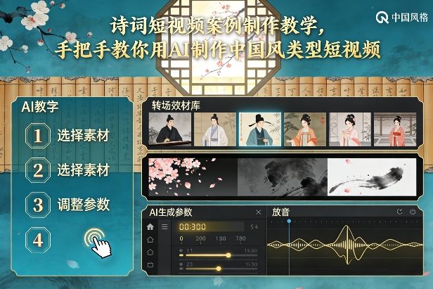 古诗词短视频案例制作教学，手把手教你用AI制作中国风类型短视频-遨游资源库