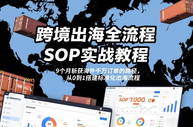 跨境出海全流程全盘托出SOP实战教程，9个月斩获海外千万订单的路径，从0到1搭建标准化出海流程-遨游资源库