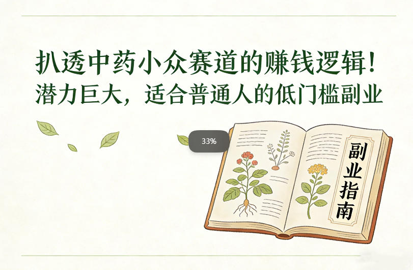 扒透中药小众赛道的賺米逻辑，潜力巨大，适合普通人的低门槛副业-遨游资源库