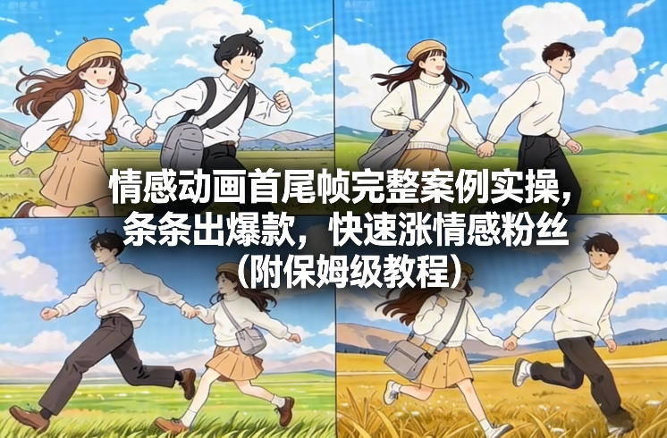 情感动画首尾帧完整案例实操，条条出爆款，快速涨情感粉丝（附保姆级教程）-遨游资源库