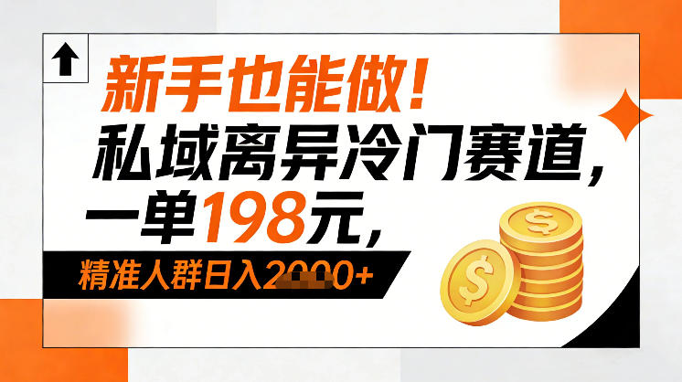 新手也能做！私域离异冷门赛道，一单198，精准人群日入1k+-遨游资源库