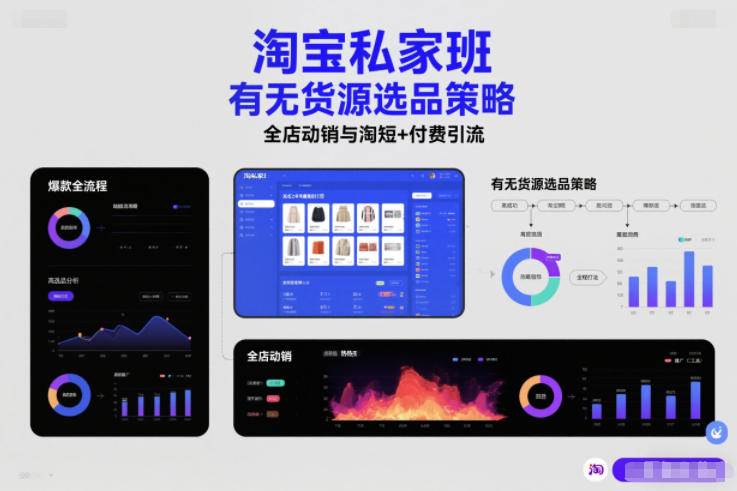 淘宝私家班，有无货源选品策略，高成功率爆款全流程打法，全店动销与淘短+付费引流（更新2026）-遨游资源库