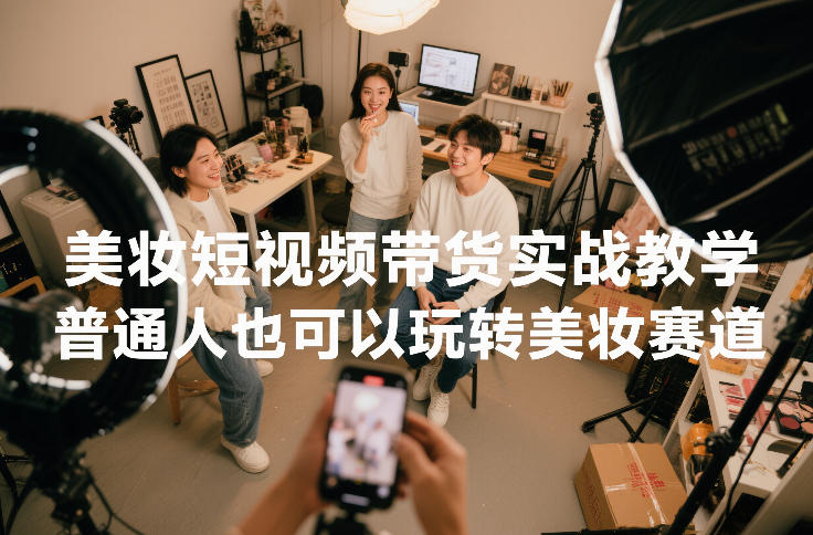 美妆短视频带货实战教学，普通人也可以玩转美妆赛道-遨游资源库