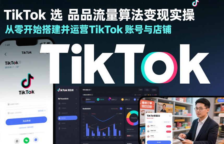TikTok选品流量算法变现实操，从零开始搭建并运营TikTok账号与店铺-遨游资源库